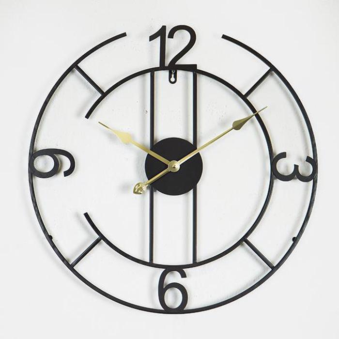 ESTHETI home Roloi Toixou Metalliko Mavro me Xrusous Deiktes F60x4.5cm 753-10020